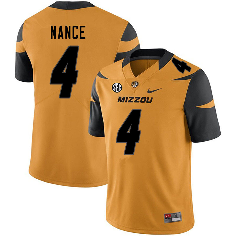 Men #4 Jonathan Nance Missouri Tigers College Football Jerseys Sale-Yellow - Click Image to Close